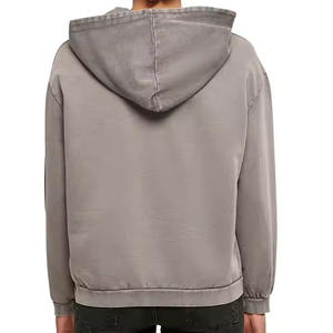 Sweat à capuche vintage pour homme, 100% coton, 400 GSM, poids lourd, effet vieilli, délavé à l'acide, modèle uni, pour l'hiver - Product Image 1