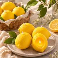 New Vision Art Zitronenförmige Duftkerze Zitrus-Sojawachs Rutschfeste Heimdekoration Aromatherapie-Geschenk Hochzeit Party Alle Jahreszeiten