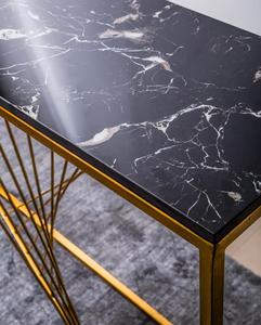 Modern <b>Marble</b> <b>Top</b> Console <b>Table</b> with Gold Metal Base Contemporary Living Room Accent Furniture - Product Image 3