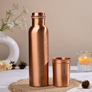 Decorative Copper Bottle and 2 Glass Set Handmade Copper Drinkware Gift Collection Copper Bottle Gift Box - Product Image 1