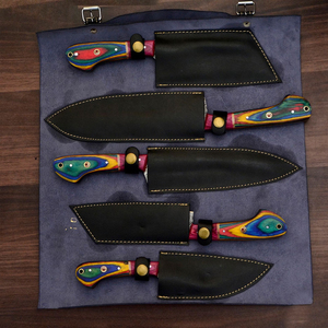 Ensemble de couteaux de chef en acier Damas faits à la main, collection de couverts avec lames ultra-affûtées, équilibrés pour la cuisine, fabrication artisanale haut de gamme - Product Image 2