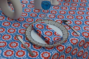 Indian Modern Handmade Premium Quality Customizable Cotton Floral Washed Printed Square Boh Creation <b>Tablecloth</b> for Home Hotel - Product Image 2