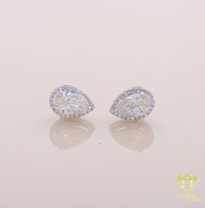 Luxury Pear Cut Moissanite <b>Stud</b> Earrings For Women Halo Wedding Bridal Fine Jewelry - Product Image 2
