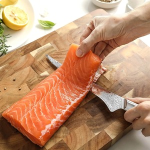 Couteau à fileter artisanal en acier inoxydable avec manche en bois, étui en cuir, lame de 8-9,9 pouces, design moderne ambidextre - Product Image 4