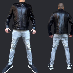 Veste en cuir personnalisée OEM Comfortex International pour homme, col montant, tailles sur mesure, coupe-vent d'hiver, vêtement décontracté, logo sur le devant - Product Image 5