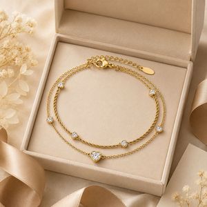 Adjustable 18K <b>Gold</b> Plated Brass Heart Charm <b>Anklet</b> boho <b>anklet</b> women - Product Image 2