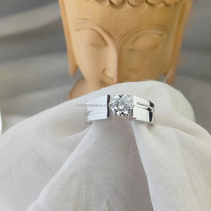 Anillo de Oro Blanco con Diamante Cultivado en Laboratorio de Corte Redondo, Anillo de Compromiso y Boda de Lujo para Mujer, Joyería Fina con Brillo Brillante, Regalo - Product Image 1
