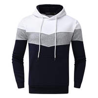 Set Hoodie dan Celana Jogger Pria Warna Blok, Bahan Katun Poliester Bernapas, Pakaian Kasual Musim Gugur, Model Panjang Regular Fit