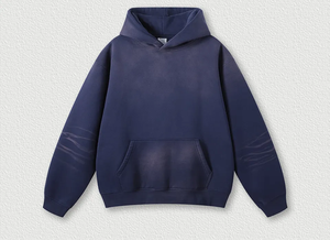 Conjunto de Sudadera con Capucha Azul Oversize y Pantalones Deportivos para Hombre, Chándal de Algodón de Color Liso, Ajuste Holgado Informal con Diseño de Bolsillos con Cordón - Product Image 4