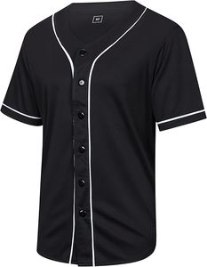 Blank Plain Baseball Jersey Short Sleeve Button <b>Down</b> Shirts Sports Hip Hop Hipster Jersey - Product Image 4