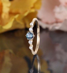 Bague de fiançailles en argent sterling et or 14 carats avec pierre précieuse Alexandrite à changement de couleur, bijou de luxe vintage pour mariage, cadeau pour elle - Product Image 3