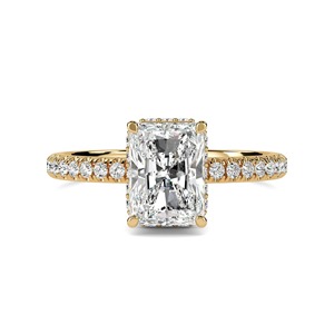 Lab Grown Radiant Hidden Halo Vintage Engagement Anniversary Shoulder <b>Set</b> <b>Ring</b> 0.65 Ct in 18K Yellow White Rose <b>Gold</b> Platinum - Product Image 1