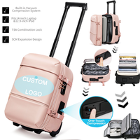 Sac à dos de voyage à air comprimé, sac à roulettes imperméable avec système de compression, logo personnalisé, bagage à main pour conférences d'affaires