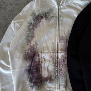 Custom Streetwear Full Zip Hoodies Premium Cotton Fleece Abstract Forest Spray Print OEM/ODM Custom Logo and Color Hoodies - Product Image 2