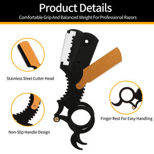 Superior Quality Professional Ring Barber <b>Razor</b> Beard Hair Cutting Stainless Steel <b>Single</b> <b>Blade</b> Lightweight Barbershop Use - Product Image 2
