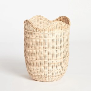 Handmade scalloped rattan <b>baskets</b> kids room organizers natural wooden baby shower <b>gift</b> <b>basket</b> - Product Image 2