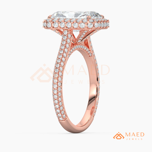 แหวนหมั้นเพชรโมอิสซาไนต์ทรงเหลี่ยมมรกต 14K โรสโกลด์ ประดับด้วยเพชรรอบวง ของขวัญเครื่องประดับเจ้าสาวสำหรับผู้หญิง สินค้าอินเทรนด์จากสหรัฐอเมริกา - Product Image 6