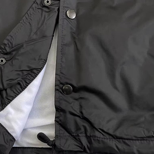 Men's Black Solid Color Nylon Stand Collar Windproof Casual Button Coated Outerwear Polyester Lining <b>Coach</b> Jacket For Sale - Product Image 6