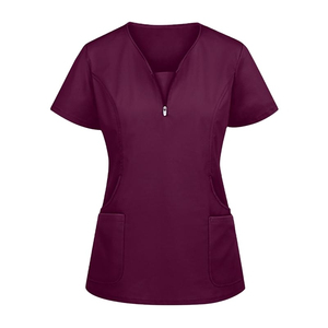 Haut de blouse médicale confortable, uniforme d'infirmière d'hôpital, tissu extensible à séchage rapide, col en V, design unisexe pour tenue médicale - Product Image 5