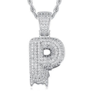 Colgante de Letra P de Aleación de Zinc Plateado con Microincrustaciones de Cristal de Imitación, Estilo Hip Hop, Joyería de Moda Unisex - Product Image 1