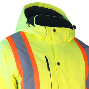 Chaqueta de Seguridad Reflectante de Alta Visibilidad para Hombre con Capucha y Bolsillos, Amarillo y Negro, Ropa de Trabajo - Product Image 2