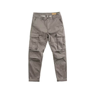 2025 été Collection personnalisé élastique grande taille hommes Cargo pantalon 100% coton taille moyenne plat décontracté pantalon multi-poches poignets - Product Image 2