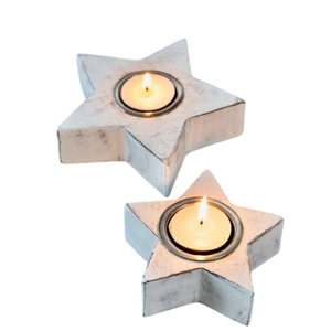 Porte-bougie étoile en bois fait main pour la décoration de table de Noël et les fêtes, design en bois flammé écologique, pour mariage et usage domestique - Product Image 5