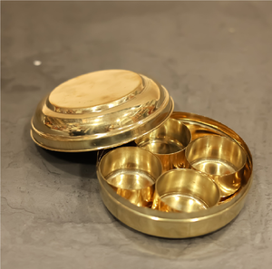 Best Quality Brass Spice <b>Box</b> at Affordable Price With Lid And Cups Hammered Finish Brass spice <b>Box</b> - Product Image 5