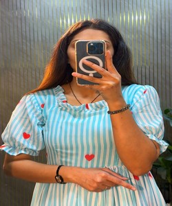 ชุดเดรสพิมพ์ลายแฟนซีมูล ชานเดรี แบบชิ้นเดียว สวมใส่ได้ทุกวัน ราคาขายส่ง เสื้อผ้าชาติพันธุ์ สีฟ้า - Product Image 2