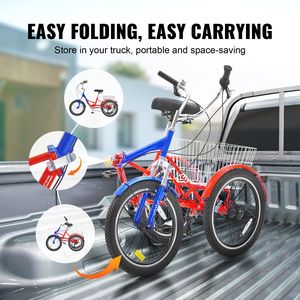 Triciclo Plegable para Adultos de 20 Pulgadas y 7 Velocidades, de Acero al Carbono, con Canasta Grande Ajustable - Product Image 3