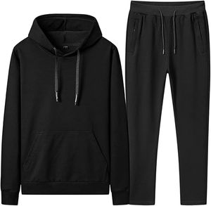 Ensemble décontracté d'hiver pour homme : sweat à capuche et pantalon à cordon de serrage en molleton 100 % coton, survêtement du Pakistan - Product Image 1