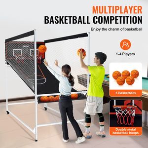 Dual Shot Indoor 2 Player Arcade Basketball Game Tableau d'affichage électronique 5 balles 8 modes Noir Blanc Home Sport Pompe de gonflage pour - Product Image 5