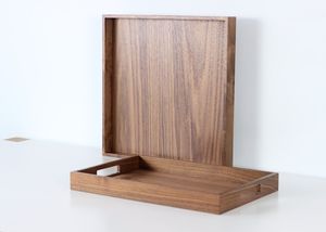 Bandeja Otomana de Madera de Nogal con Asas Bandeja decorativa para la sala de estar - Product Image 6