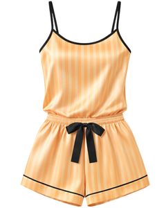 Customized Peach Satin Women Pajama Set Silk Sleepwear <b>Spaghetti</b> <b>Strap</b> Cami And Shorts Soft Luxury Nightwear Summer Lounge Set - Product Image 2