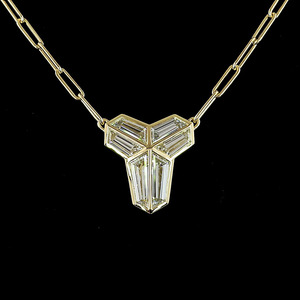 Collier pendentif géométrique en diamant de laboratoire, chaîne trombone en or 10K 14K 18K et argent 925 935, bijoux - Product Image 2