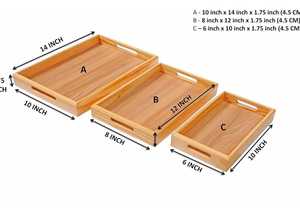 Bandeja Rectangular de Bambú para Servir con Bordes Elevados, Bandeja Ecológica de Madera para Desayuno, Comida, Cocina, Restaurante, Hotel - Product Image 6