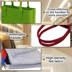 2025 sac fourre-tout en feutre robuste de 11.8x10x3.5 pouces avec poignées durables sacs d'épicerie pour le voyage - Product Image 4