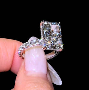 Anillo de Aniversario de Moissanita con Corte Radiante de 5CT, Anillo de Compromiso de Plata Esterlina 925, Anillo Solitario de Diamante, Regalos de Aniversario, Boda - Product Image 1