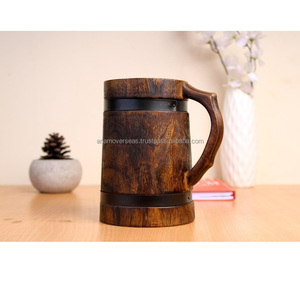Chope de bière en bois nordique faite à la main | Tasse de festival médiéval - Product Image 1
