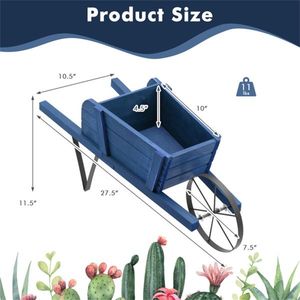 Carrello Fioriera 2-in-1 in Legno con Ruote Pneumatiche e 9 Accessori Magnetici per Giardino e Giardinaggio - Product Image 3