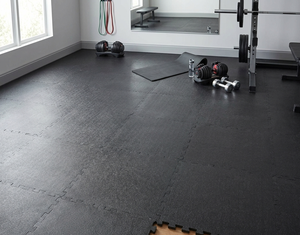 Black Rubber Gym <b>Floor</b> Tile Heavy Duty Shock Absorbing Flooring for Commercial Home Gym and Fitness Centers - Product Image 5
