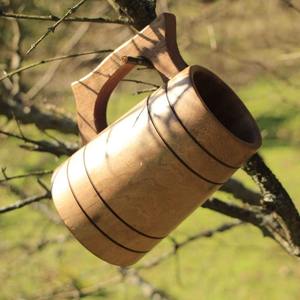 Mug à bière et à café en bois naturel de qualité supérieure, style japonais, fait main, écologique, vaisselle de cuisine - Product Image 1