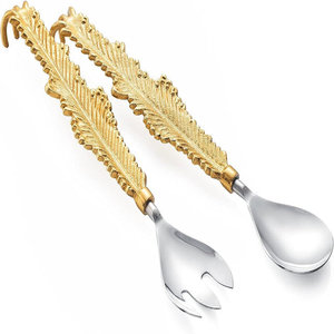Ensemble de cuillères de service en acier inoxydable, finition miroir, manche à design martelé, design moderne, passe au lave-vaisselle, ustensiles de fête - Product Image 5