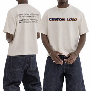 เสื้อยืดทรงครอปทรงบ็อกซี่สำหรับผู้ชาย |   เสื้อครอปโอเวอร์ไซส์ทรงหลวมไหล่ตก ผ้าฝ้าย 100% |   เสื้อผ้าสตรีทแวร์แบบเรียบง่าย |   ขายส่ง OEM - Product Image 1