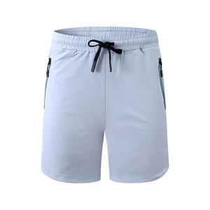 Pantalones Cortos Bermuda de Secado Rápido para Hombre, Cintura Media, Cordón Ajustable, Color Sólido, Casuales, con Bolsillo con Cremallera, Azul Claro - Product Image 5