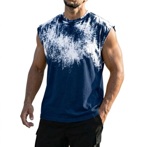 Heavyweight Cotton Tie Dye Tank <b>Top</b> Vintage Blue Snow Wash Muscle Tee Custom Private Label Streetwear 2026 - Product Image 1