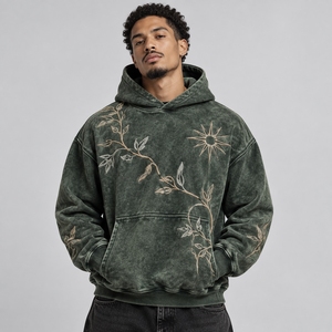 Sudadera con capucha bordada para hombre moderno, combina comodidad, calidez, tela suave y bordados finos para uso casual y actividades diarias. - Product Image 1