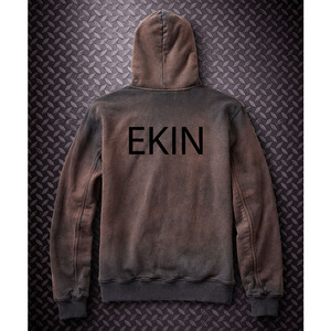 Sweat à capuche vierge personnalisable, délavé à l'acide, effet usé, coupe classique, grammage lourd, en molleton 100% coton respirant, pour l'automne, style Hip-Hop Streetwear - Product Image 2