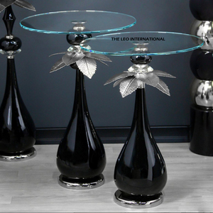Tables d'appoint en verre transparent noir et argent, design unique, aspect attrayant, pour la maison, l'hôtel, le salon, vente chaude - Product Image 1