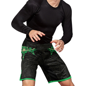 Pantalones Cortos de MMA para Hombre, Negros y Verdes, con Estampado Personalizado por Sublimación, de Secado Rápido, de Poliéster, Corte Regular, para Entrenamiento, Sin Gi, para Grappling - Product Image 3